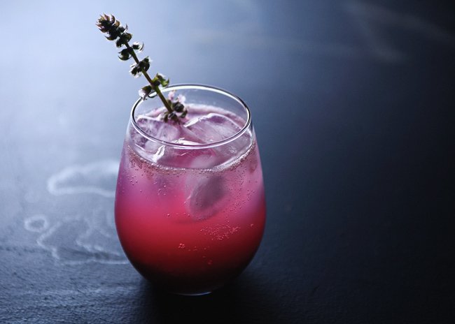Blueberry Basil Vodka Gimlet
