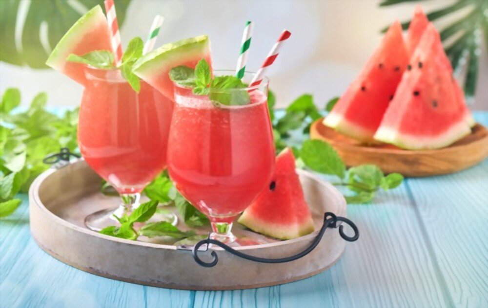 Mexican Candy Shot With Watermelon and Mint Leaves