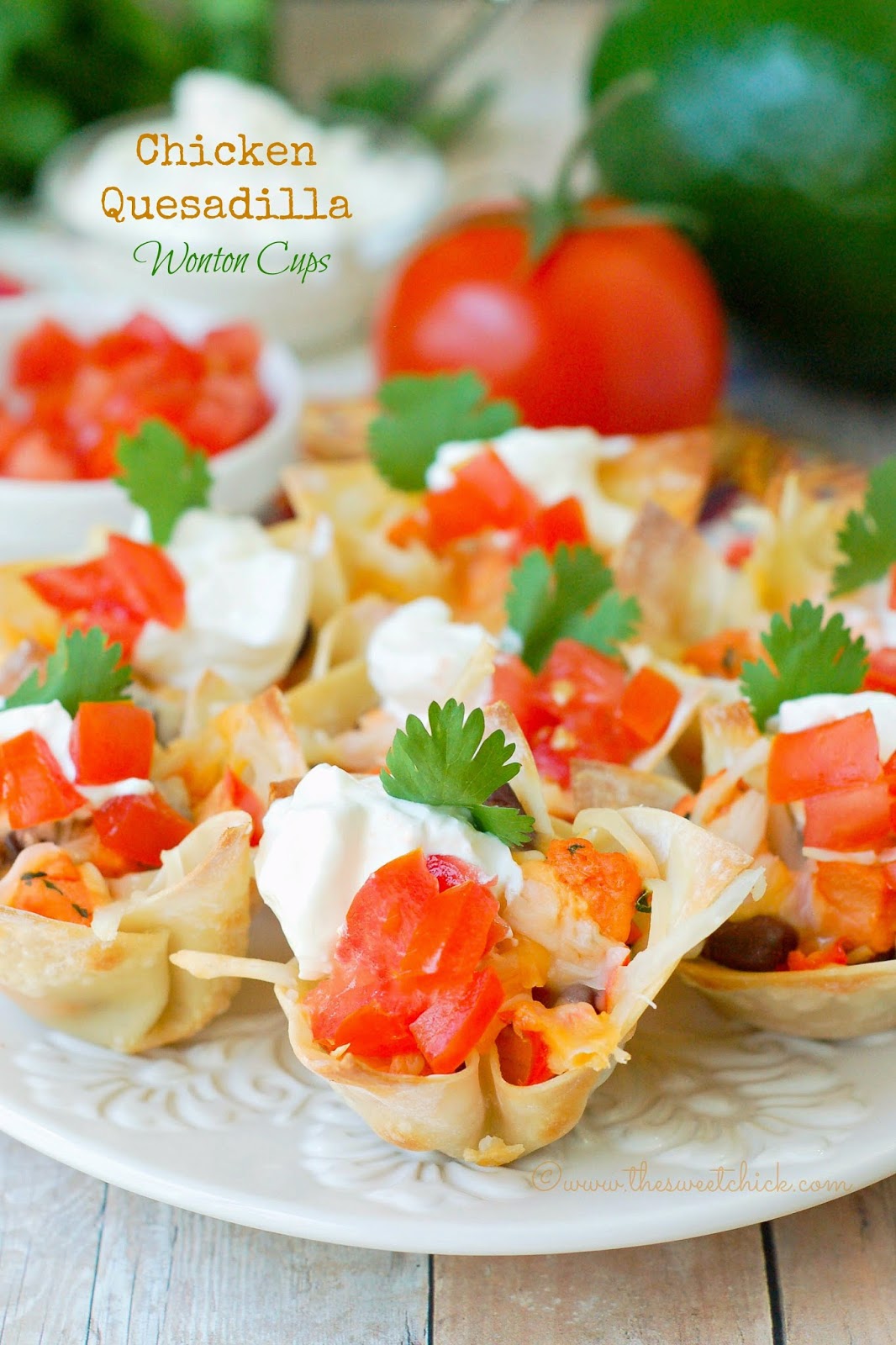 Chicken Quesadilla Wonton Cups
