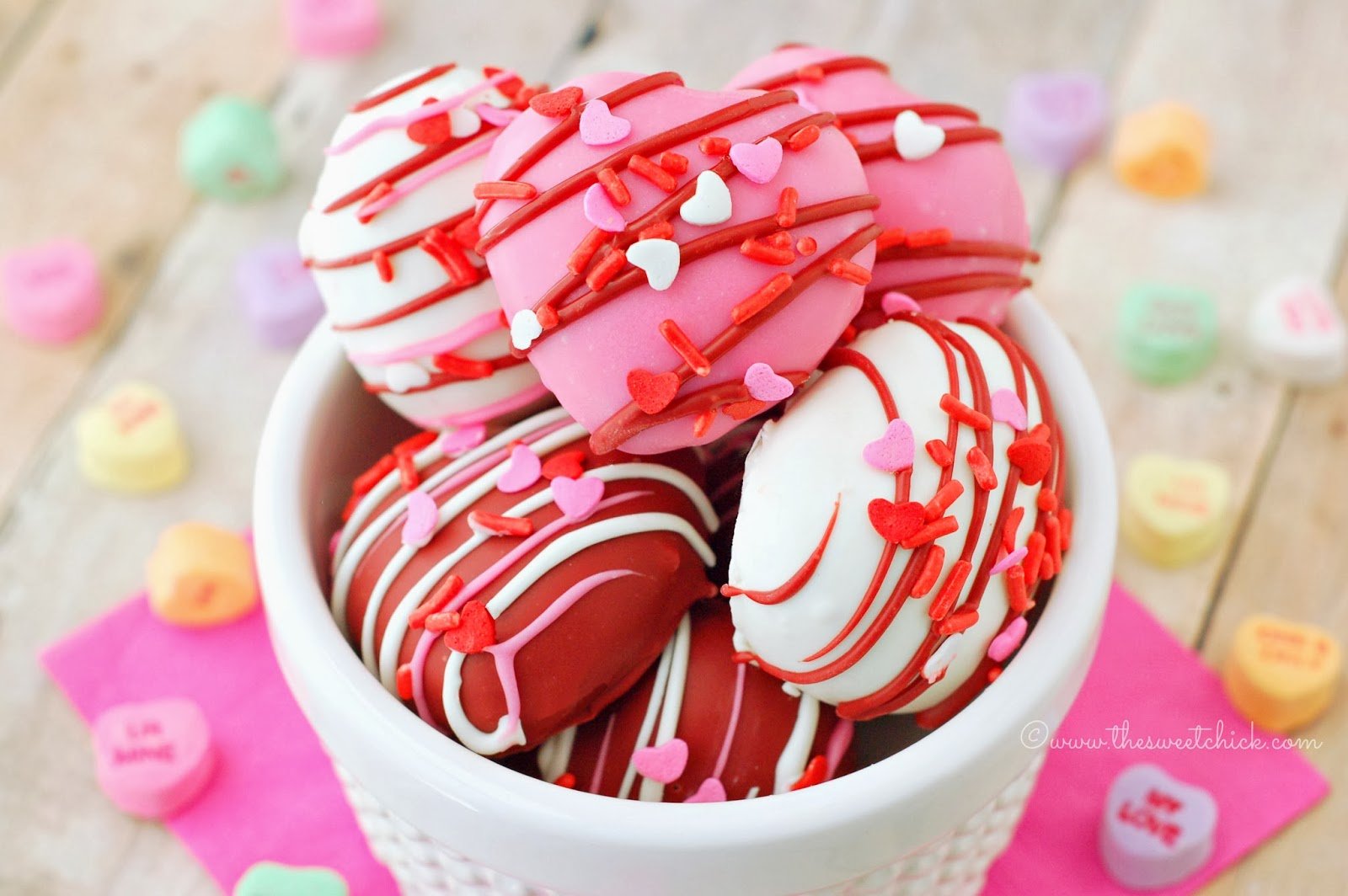 Conversation Heart Cheesecake Truffles