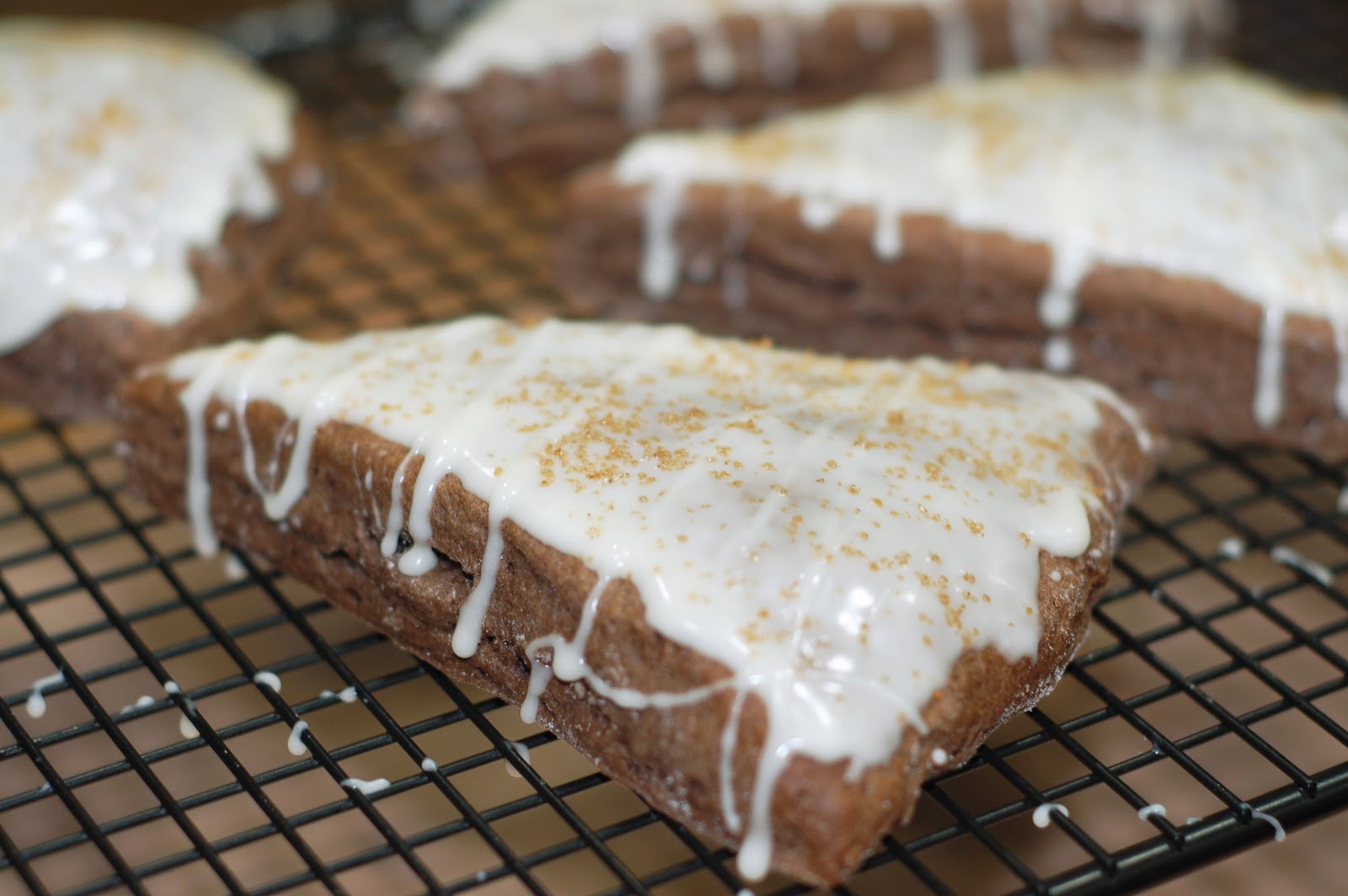 Chocolate Ginger Scones with an Egg Nog Glaze