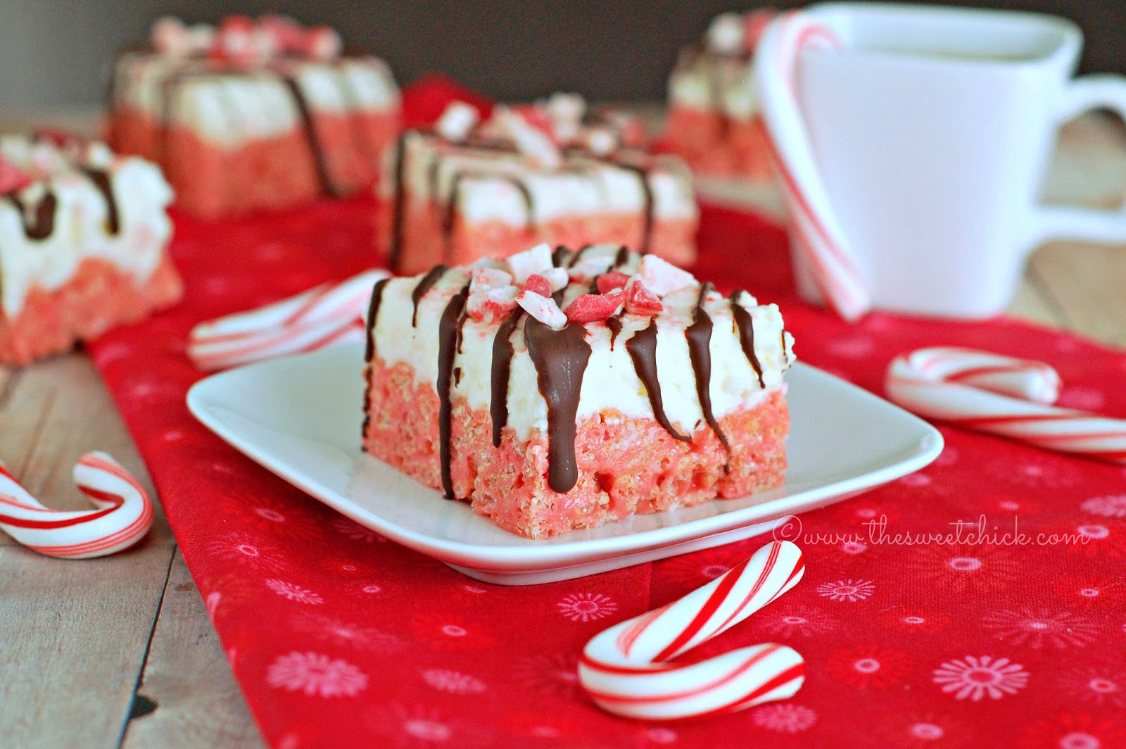 Peppermint Cheesecake Rice Krispie Treats