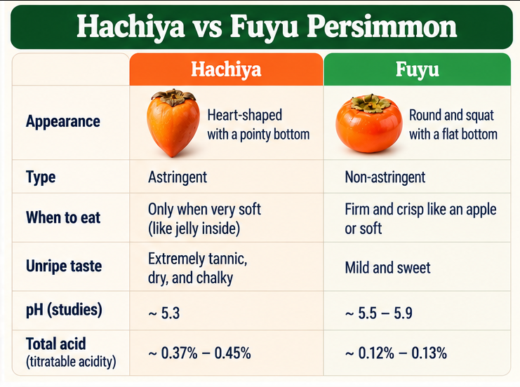Hachiya vs Fuyu pH