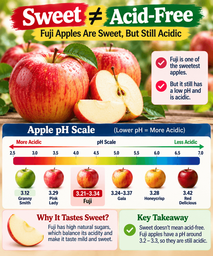 a “sweet ≠ acid-free” pH scale