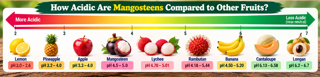 How acidic are mangosteens compared to other fruits